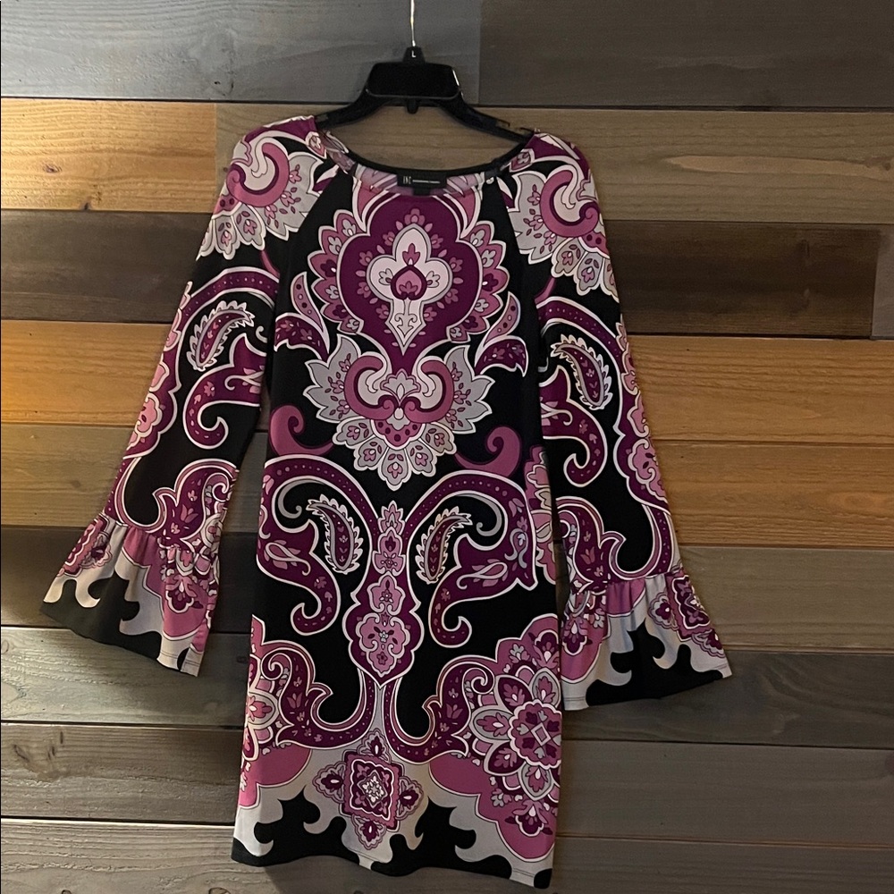 INC International Concepts Pink and Black Long Sleeve Dress